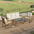 5 Seats with Indoor/Outdoor Rattan Sofa Coffee Table