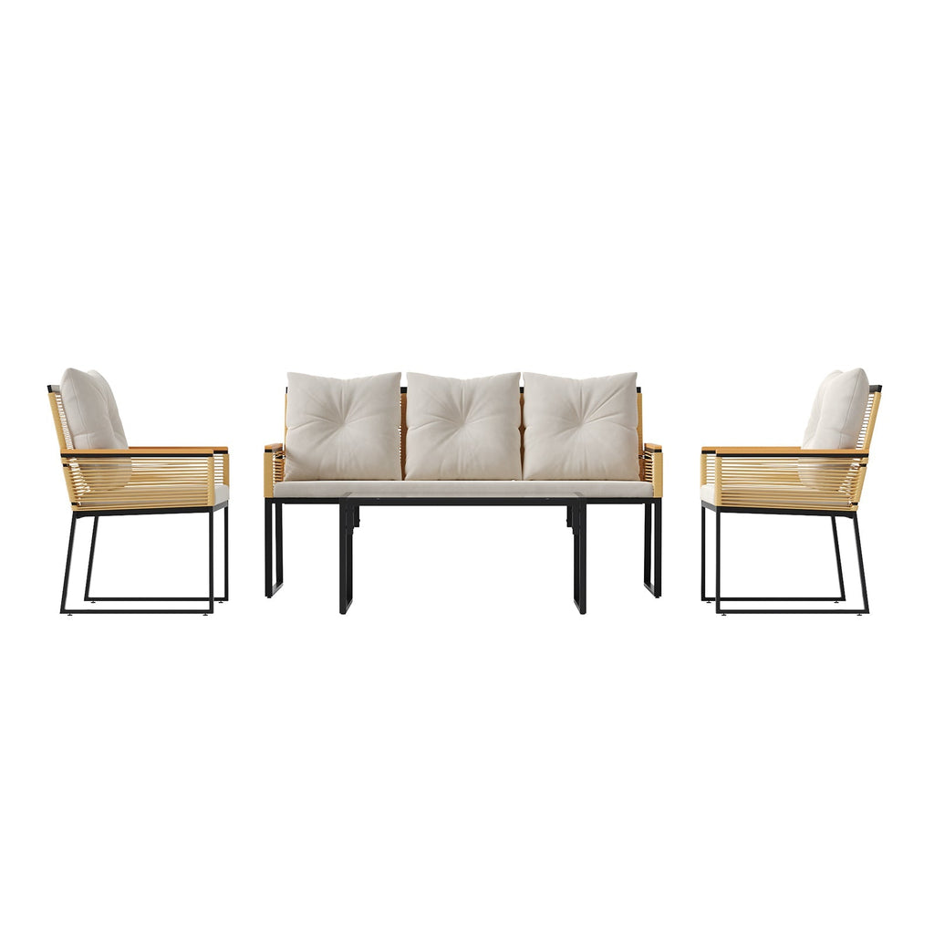 5 Seats with Indoor/Outdoor Rattan Sofa Coffee Table