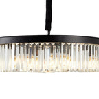 Modern 6-light E14 pendant light by Garden Sanctuary with sleek design and clear glass shades, hanging from a contemporary fixture.