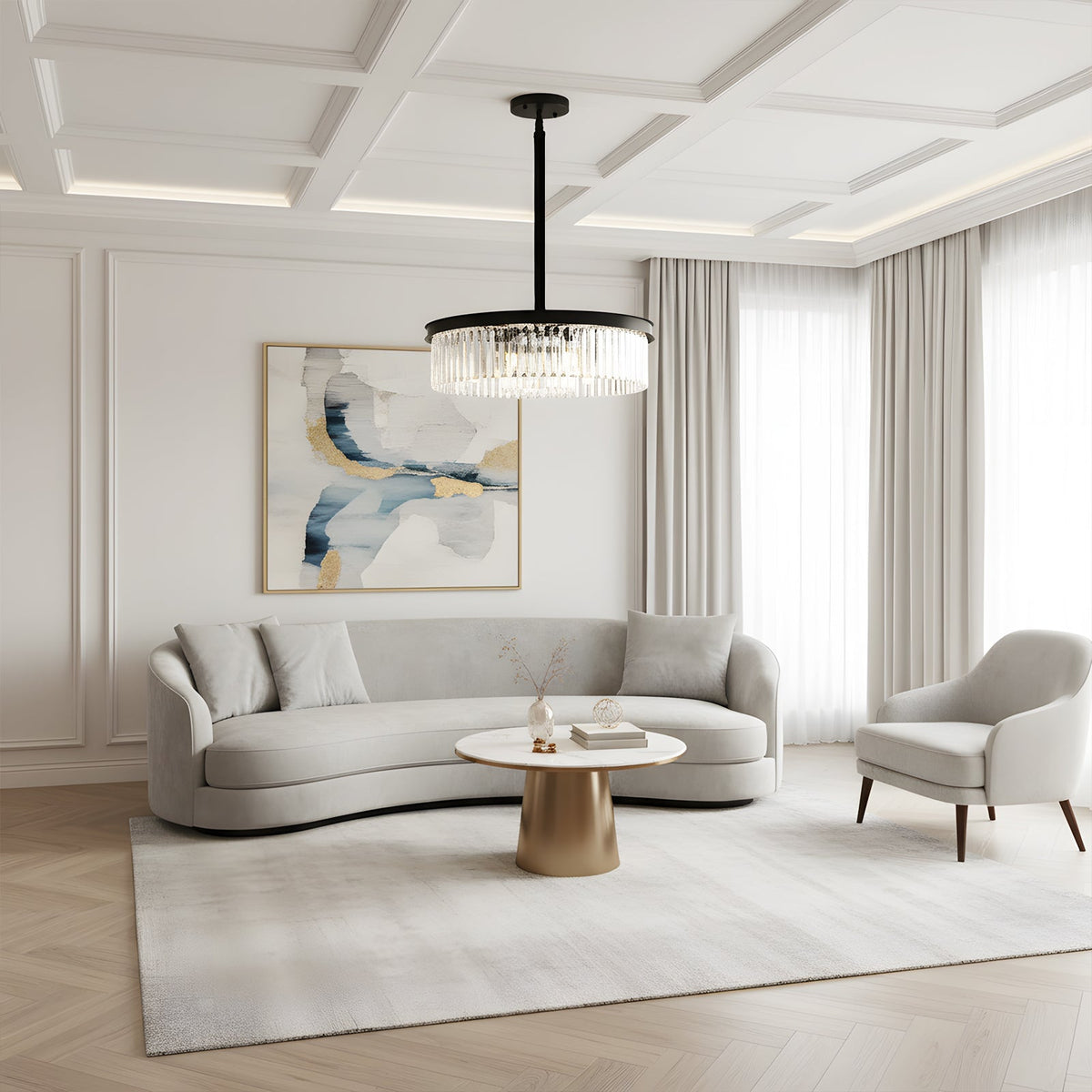 Modern 6-light E14 pendant light by Garden Sanctuary with sleek design and hanging fixtures for contemporary decor.