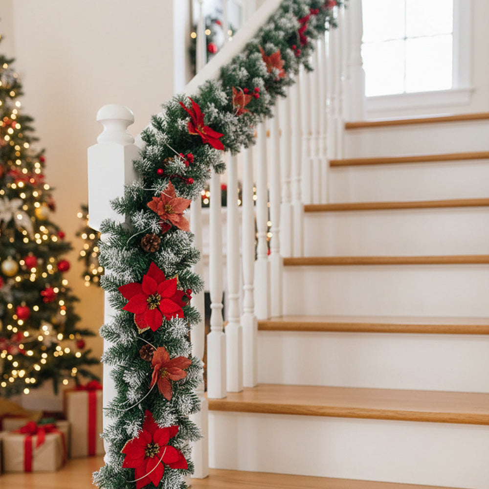 270cm Spruce Artificial Greenery Christmas Garland with 50 LED Warm White Lights