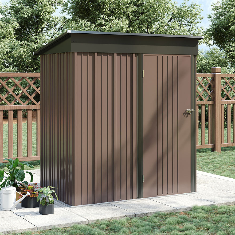 5 x 3 ft Steel Garden Storage Shed with Pent Roof & Lockable Door