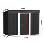 8 x 4 ft Metal Garden Storage Shed with Lockable Sliding Doors