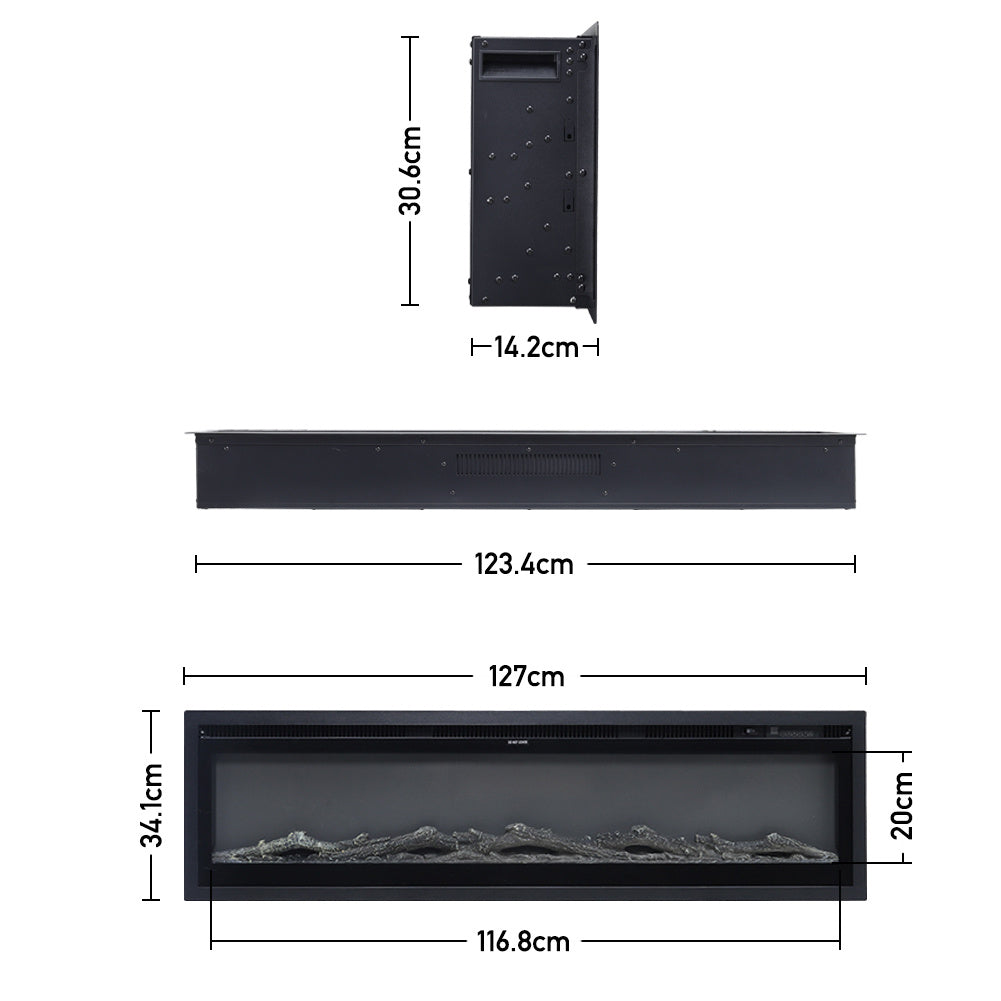 40/50/60 Inch Electric Fire with 12 Flame Colours & Remote Control