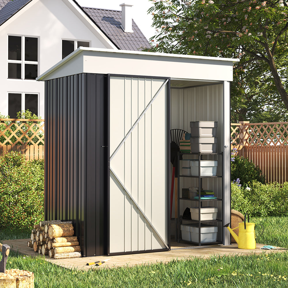 5 x 3 ft Metal Garden Storage Shed with Pent Roof & Shelves