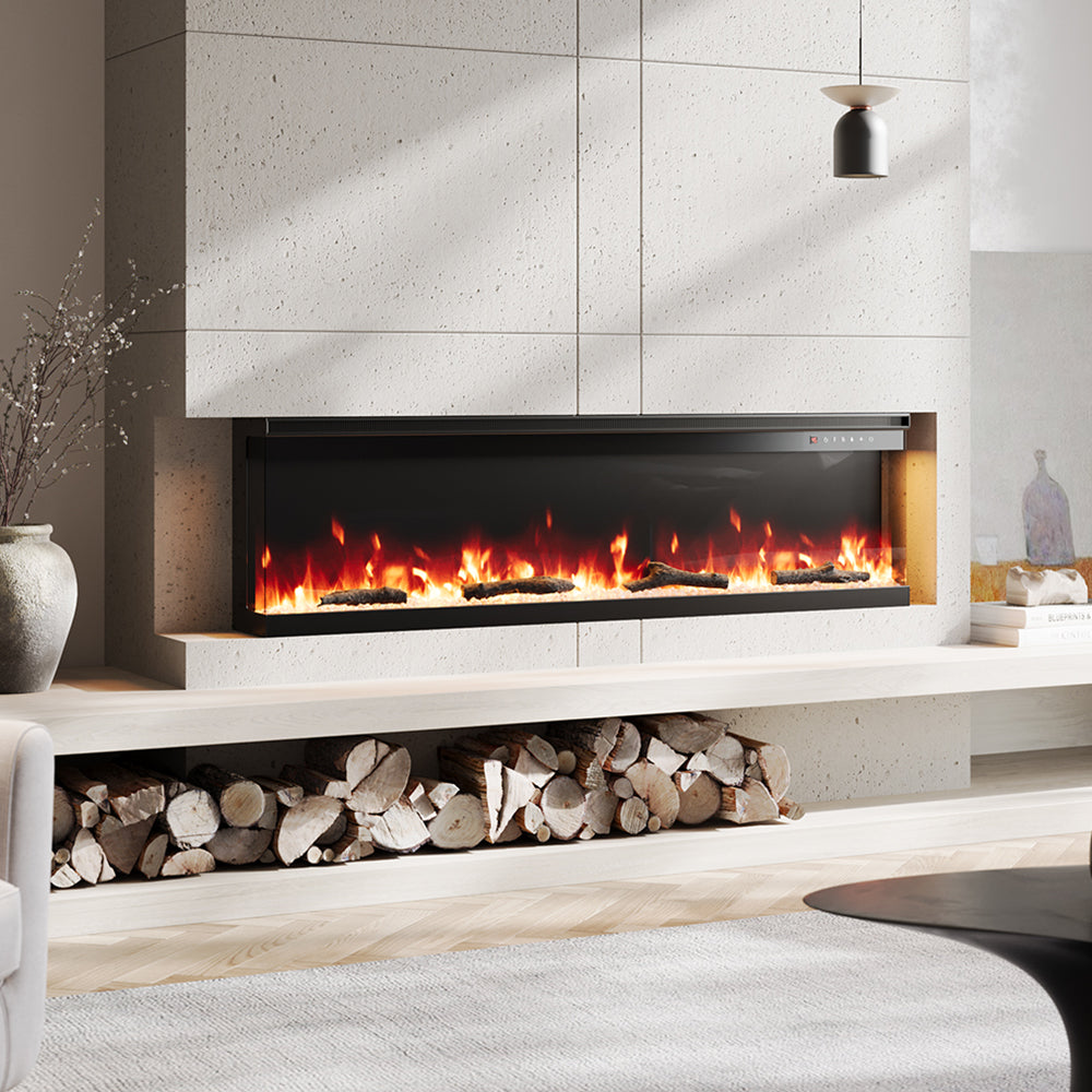 60 Inch 3-Sided Recessed or Freestanding Electric Fire