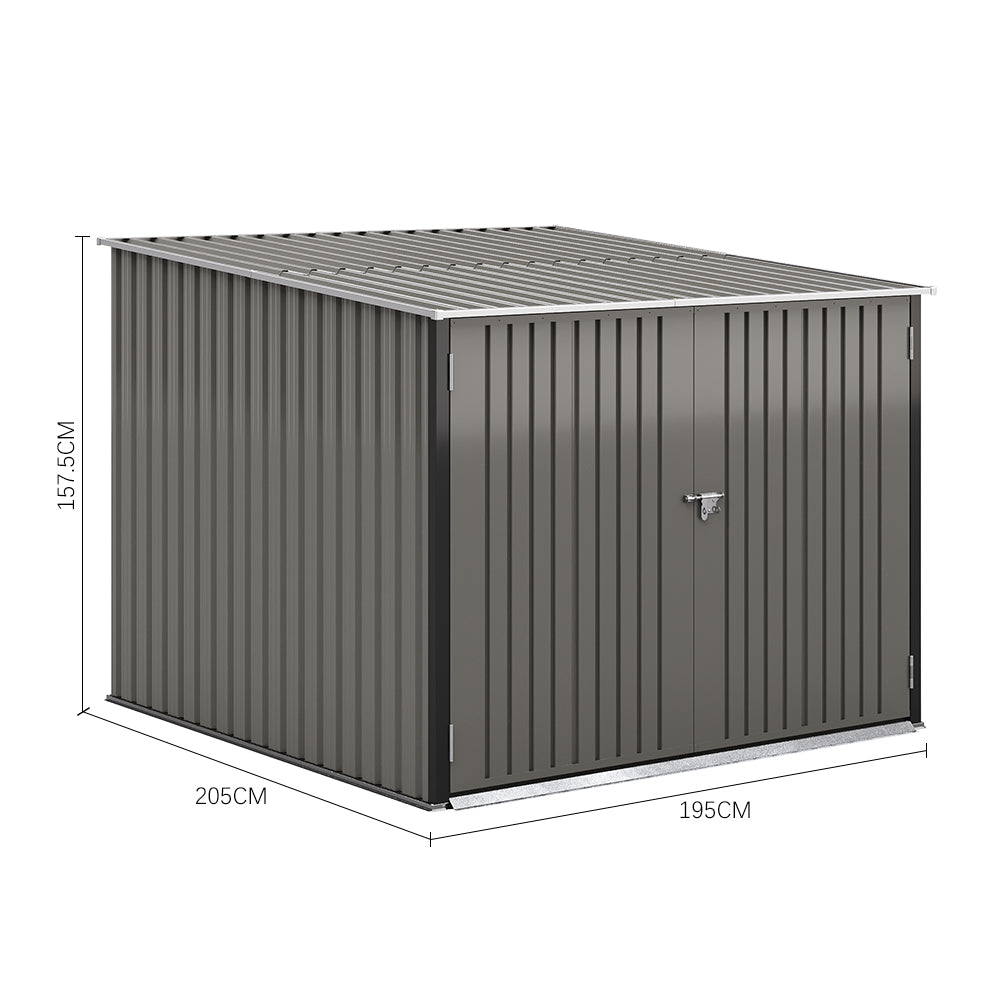 195CM Wide Steel Garden Shed For 4 Bicycles