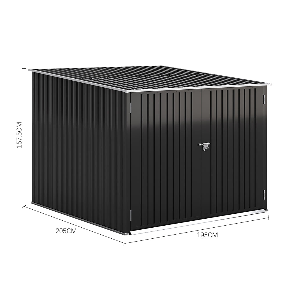 195CM Wide Steel Garden Shed For 4 Bicycles