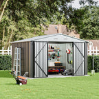 10 ft Wide Metal Garden Storage Shed with Apex Roof