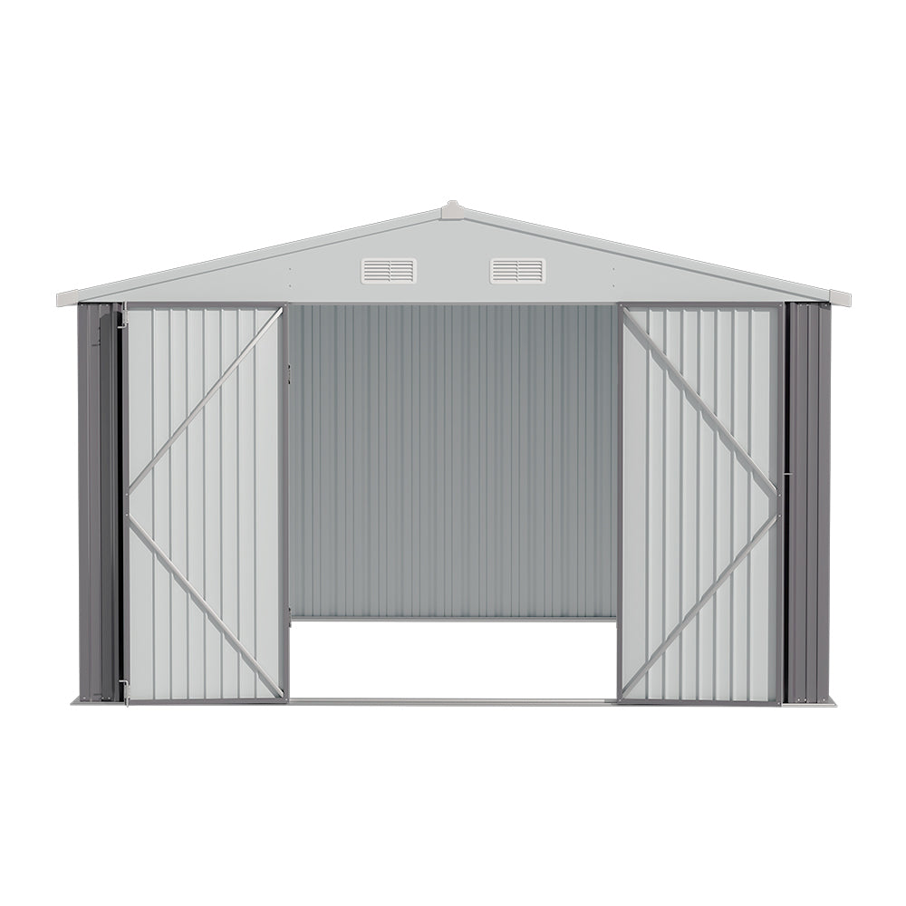 10 ft Wide Metal Garden Storage Shed with Apex Roof