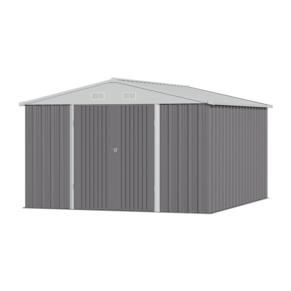 10 ft Wide Metal Garden Storage Shed with Apex Roof