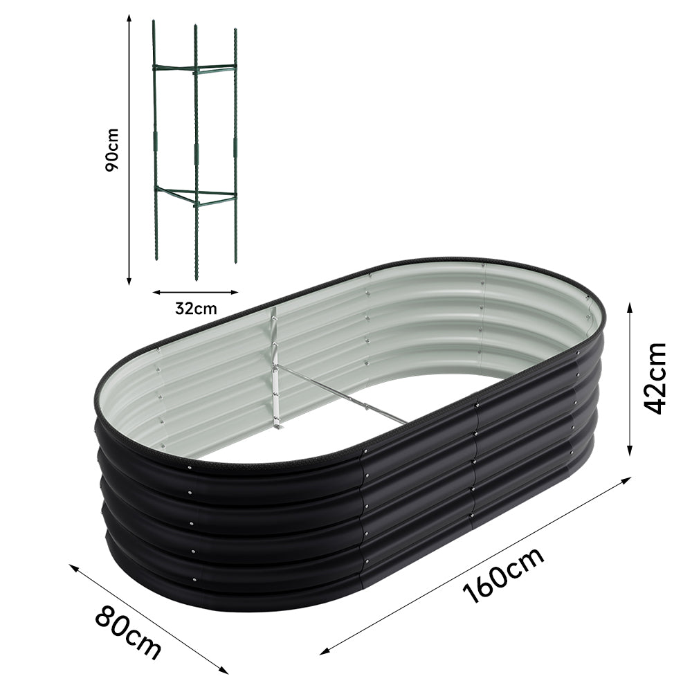 42CM Height Anthracite Galvanized Steel Oval  Raised Garden Bed