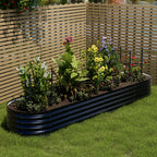 42CM Height Anthracite Galvanized Steel Oval  Raised Garden Bed