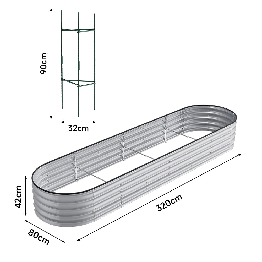 42CM Height Silver Galvanized Steel Oval Raised Garden Bed
