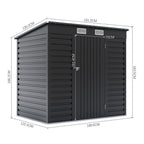 Charcoal Black/Grey 193CM Wide Metal Garden Storage Shed with Lockable Door