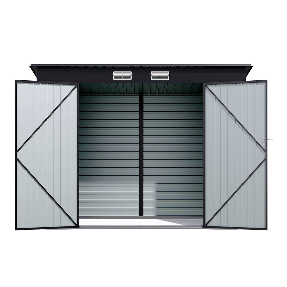 8 x 4 ft Metal Garden Storage Shed with Pent Roof & Lockable Double Doors