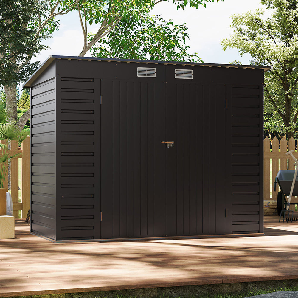 8 x 4 ft Metal Garden Storage Shed with Pent Roof & Lockable Double Doors