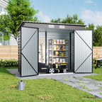 8 x 4 ft Galvanised Steel Garden Storage Shed with Lockable Double Doors
