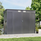 8 x 4 ft Galvanised Steel Garden Storage Shed with Lockable Double Doors