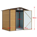 6 x 4 ft Wood Effect Galvanised Steel Garden Storage Shed with Apex Roof