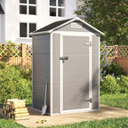 4 x 3 ft Plastic Garden Storage Shed with Apex Roof & Lockable Door