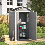 4 x 3 ft Plastic Garden Storage Shed with Apex Roof & Lockable Door