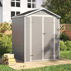 6 x 4.4 ft Plastic Garden Storage Shed with Apex Roof & Double Doors