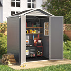 6 x 4.4 ft Plastic Garden Storage Shed with Apex Roof & Double Doors