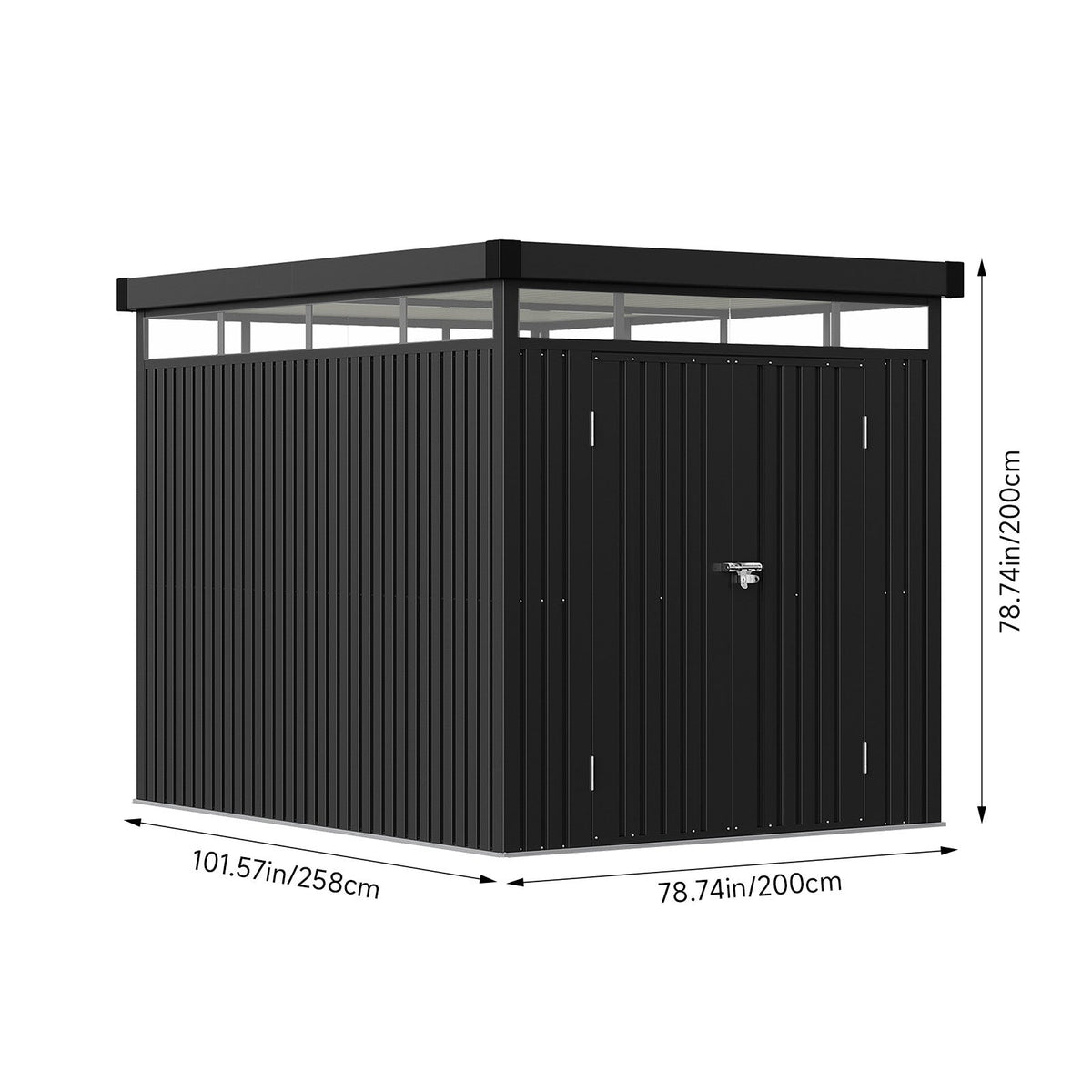 6.5 x 8.5 ft Metal Garden Storage Shed with Flat Roof & Double Doors