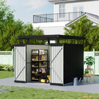 6.5 x 8.5 ft Metal Garden Storage Shed with Flat Roof & Double Doors