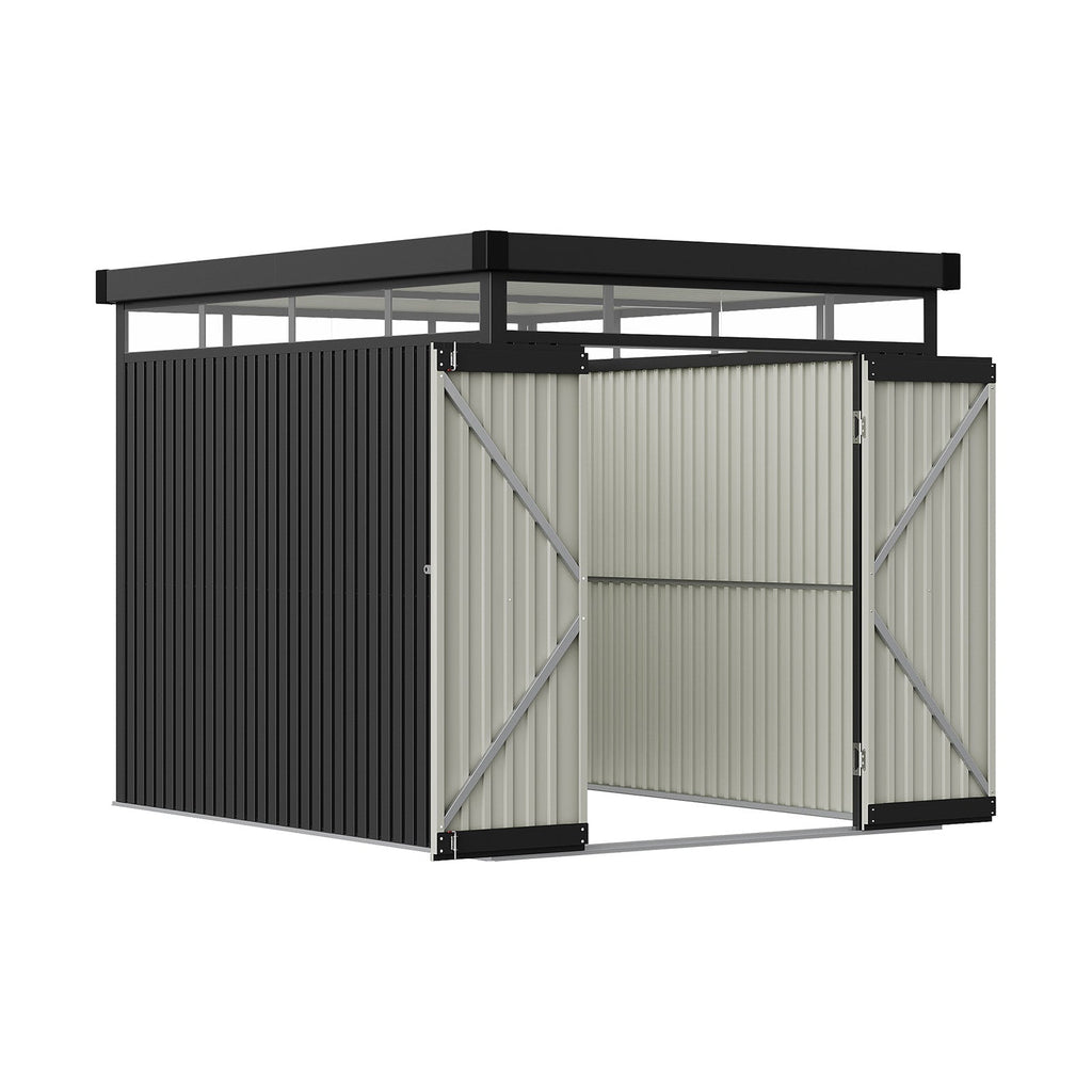 6.5 x 8.5 ft Metal Garden Storage Shed with Flat Roof & Double Doors