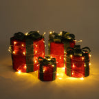 4Pcs Christmas Gift Box Decorations with LED String Lights