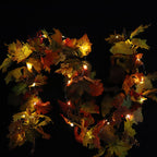 1.8M Artificial Autumn Maple Leaf Pumpkin Vine Garland With Lights