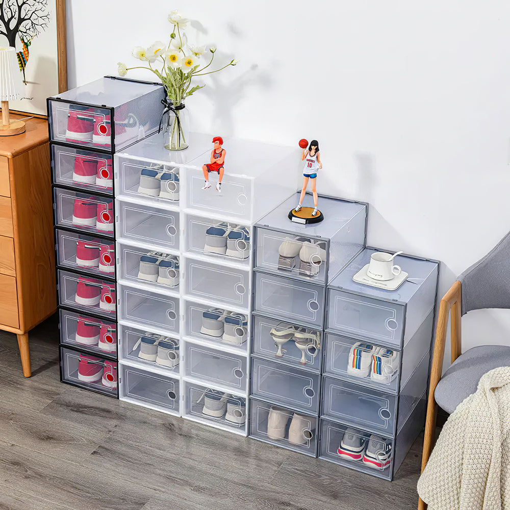 12x Stackable Shoe Storage Box Organiser