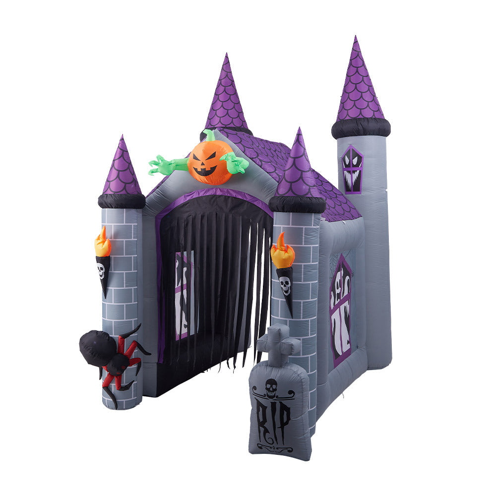 11ft Inflatable Halloween Haunted House Castle Decoration with Build-In LED