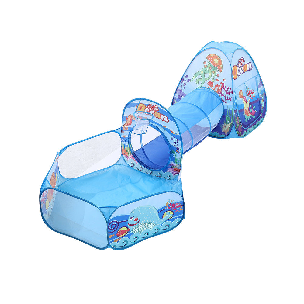 3-in-1 Kids Pop Up Play Tent Set Toddlers Tunnel Playhouse