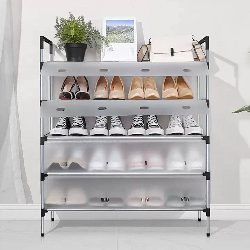 Garden Sanctuary 5-Tier Shoe Rack with multiple shelves for organized footwear storage and easy access.