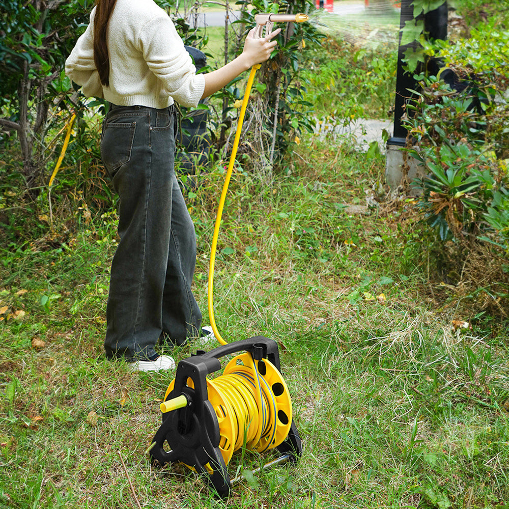 25m Portable Garden Watering Hose Reel Set