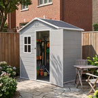 6 x 4 ft Plastic Garden Storage Shed with Apex Roof & Lockable Door