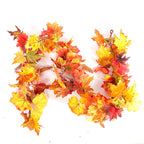 1.8M Artificial Autumn Maple Leaf Pumpkin Vine Garland With Lights