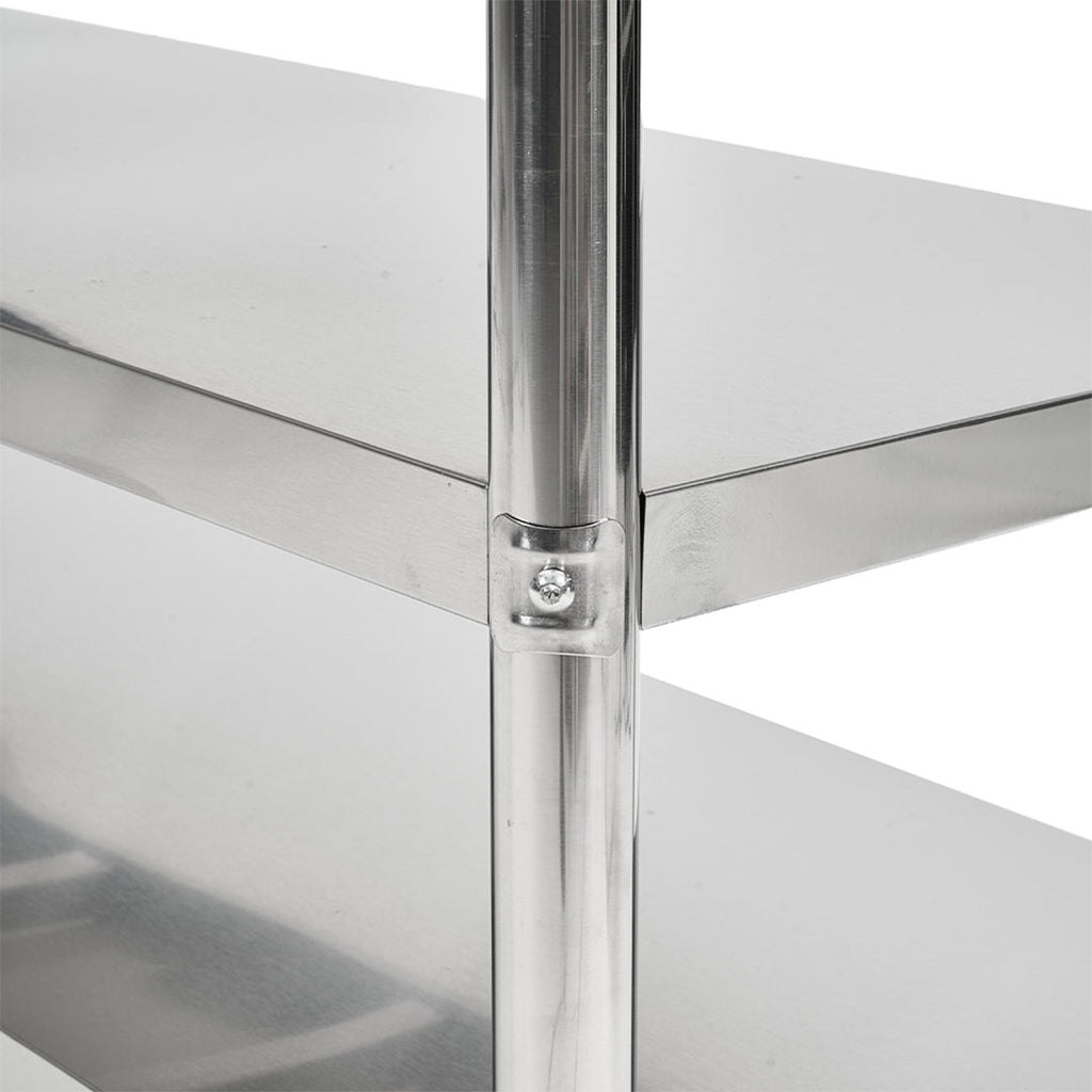 3-Tier Stainless Steel Prep Table with Smooth Castors and Adjustable Feet