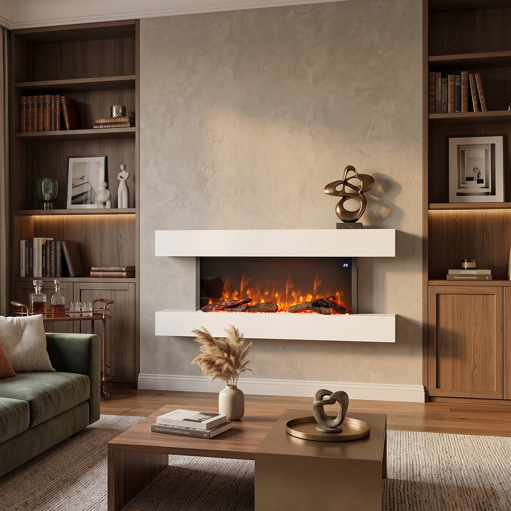 52 Inch Iron Frame Electric Fireplace Suite with WiFi App and Remote Control