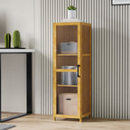 3-Tier Narrow Bookcase Storage Cabinet with Acrylic Door