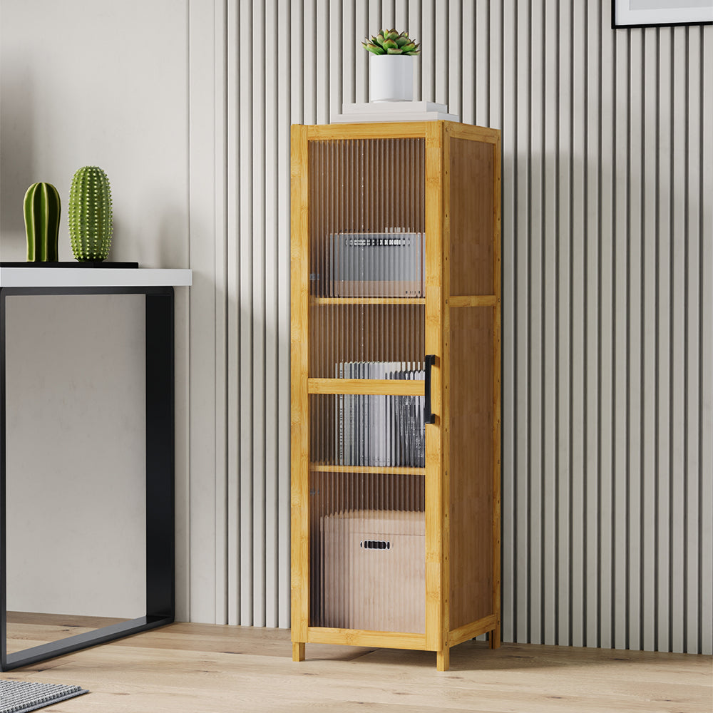 3-Tier Narrow Bookcase Storage Cabinet with Acrylic Door