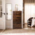 3-Tier Wooden Shoe Storage Cabinet with Flip-Down Drawers