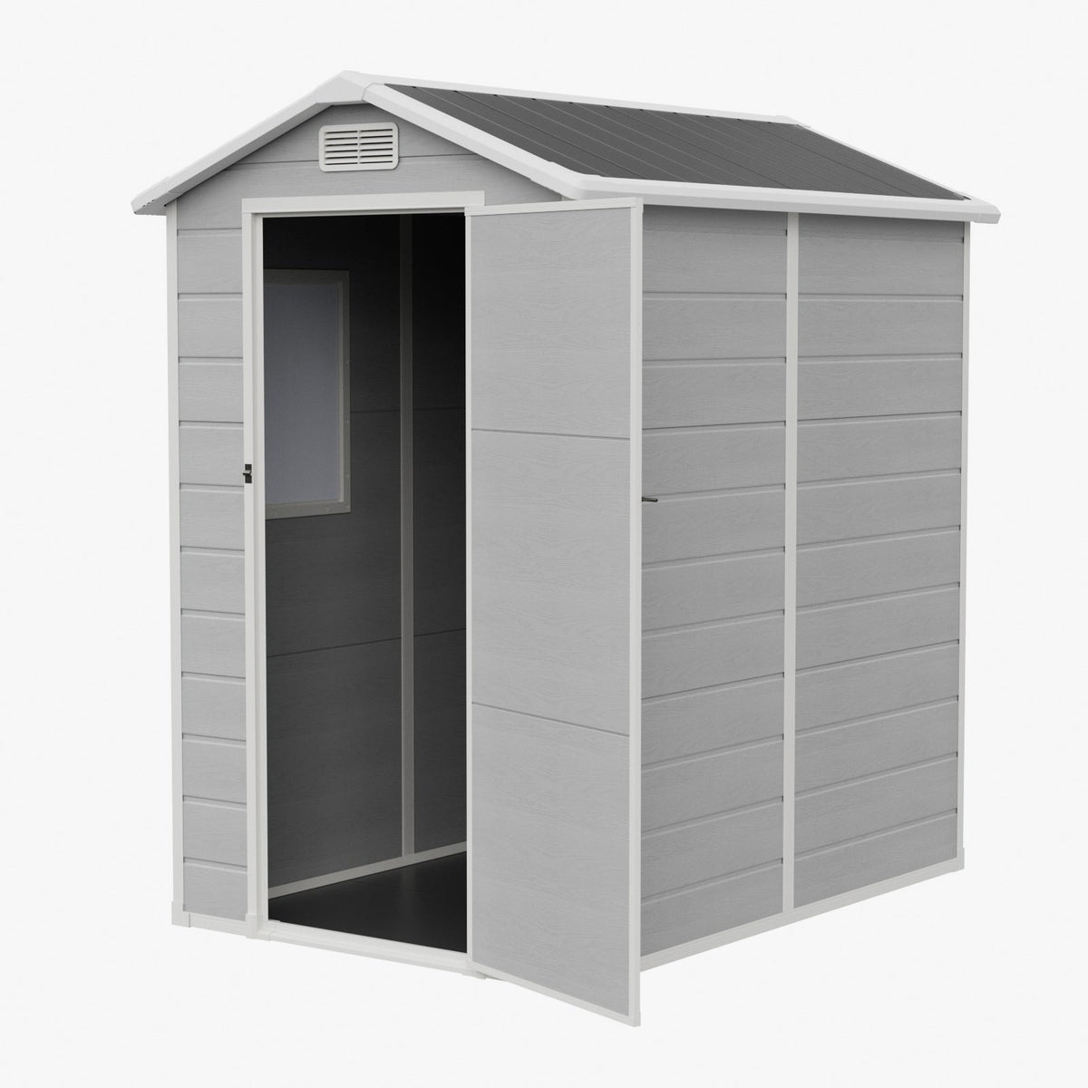 4 x 6 ft Plastic Garden Storage Shed with Apex Roof & Lockable Door