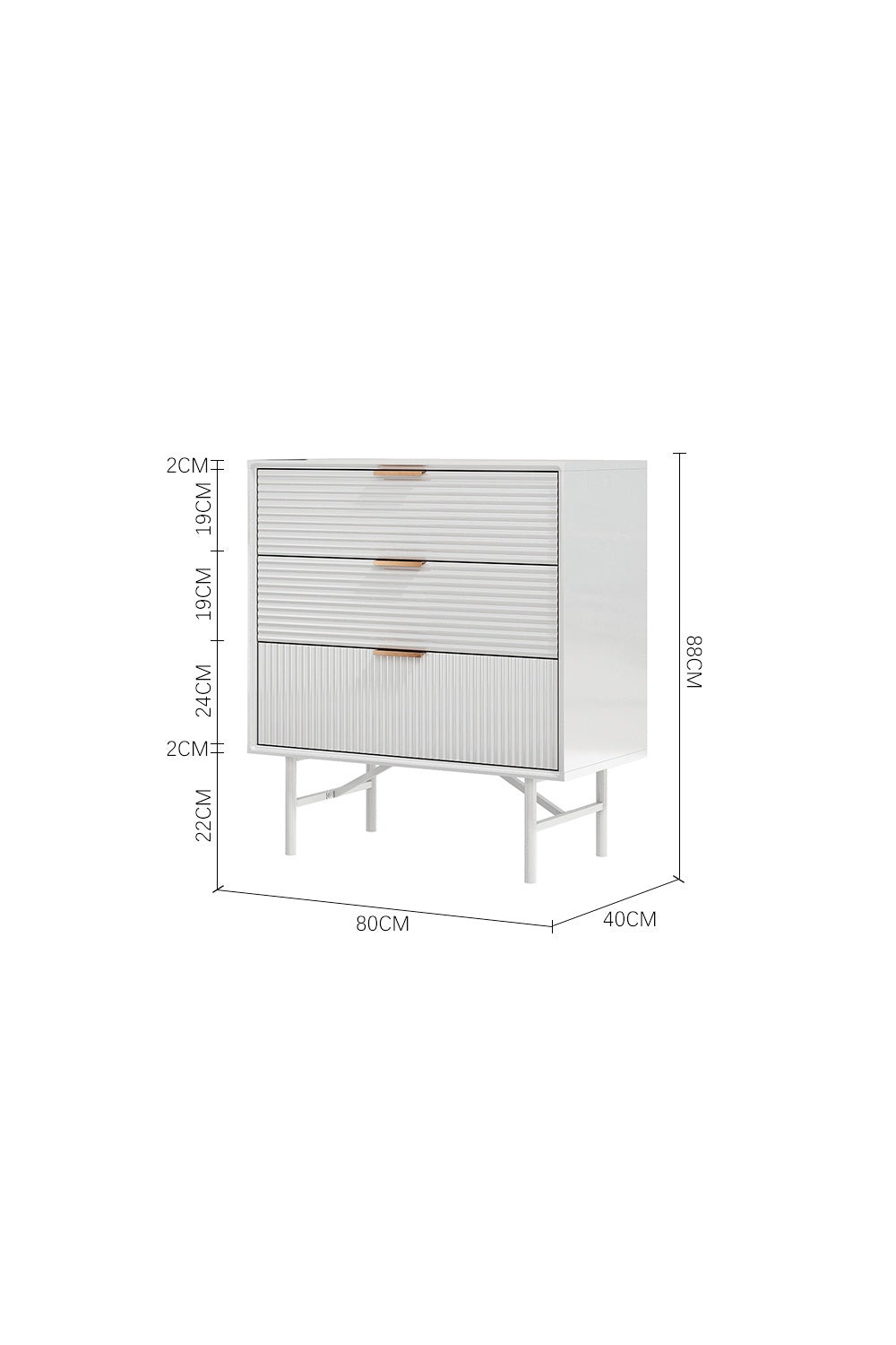 3-Tier Bedroom Striped Storage Cabinet