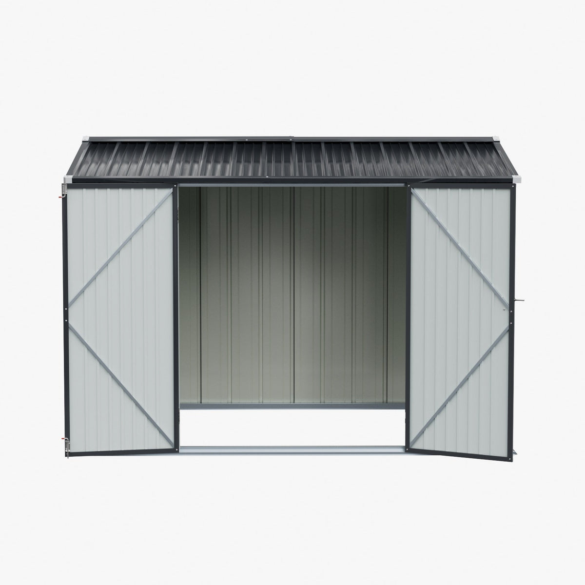 10 x 7 ft Metal Garden Storage Shed with Apex Roof & Double Doors