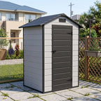 4.4 x 3.4 ft Plastic Garden Storage Shed with Apex Roof & Lockable Hinged Door