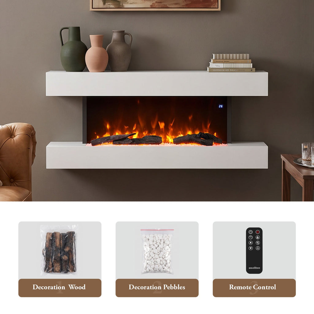 52 Inch Iron Frame Electric Fireplace Suite with WiFi App and Remote Control